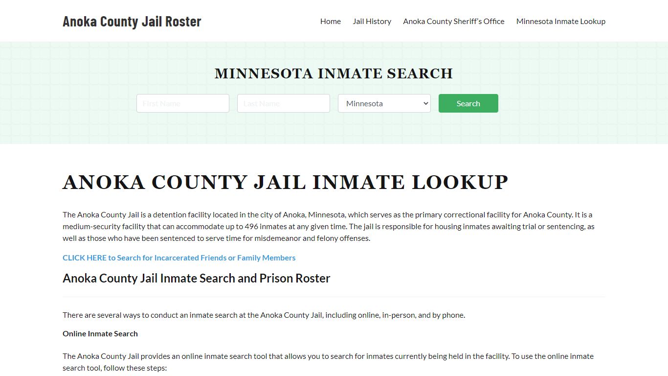 Anoka County Jail Roster Lookup, MN, Inmate Search