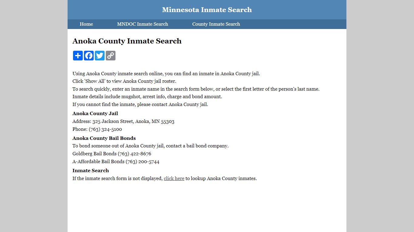 Anoka County Inmate Search